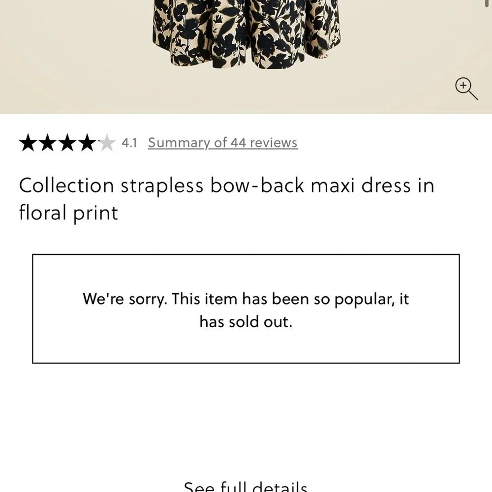 J. Crew Strapless Black & Cream Floral Maxi Dress